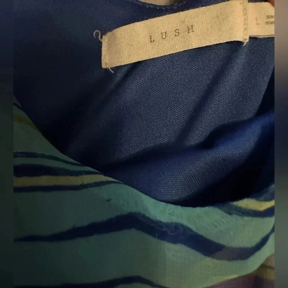 Lush blue striped sleeveless dress size L - Picture 4 of 5